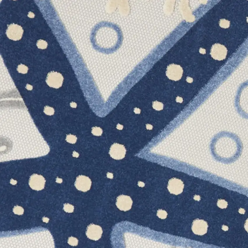 8' Blue And Gray Round Indoor Outdoor Area Rug Photo 3