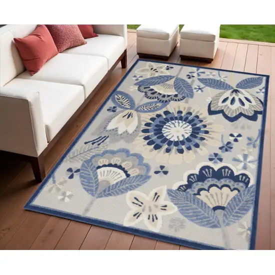Blue And Gray Indoor Outdoor Area Rug Photo 2