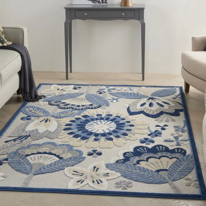 Blue And Gray Indoor Outdoor Area Rug Photo 4