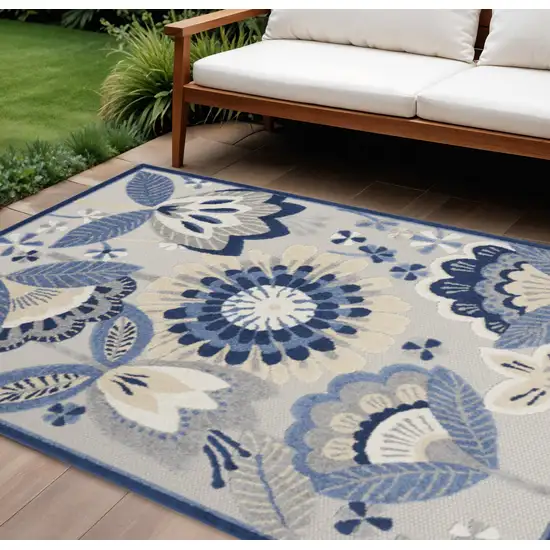 Blue And Gray Indoor Outdoor Area Rug Photo 2