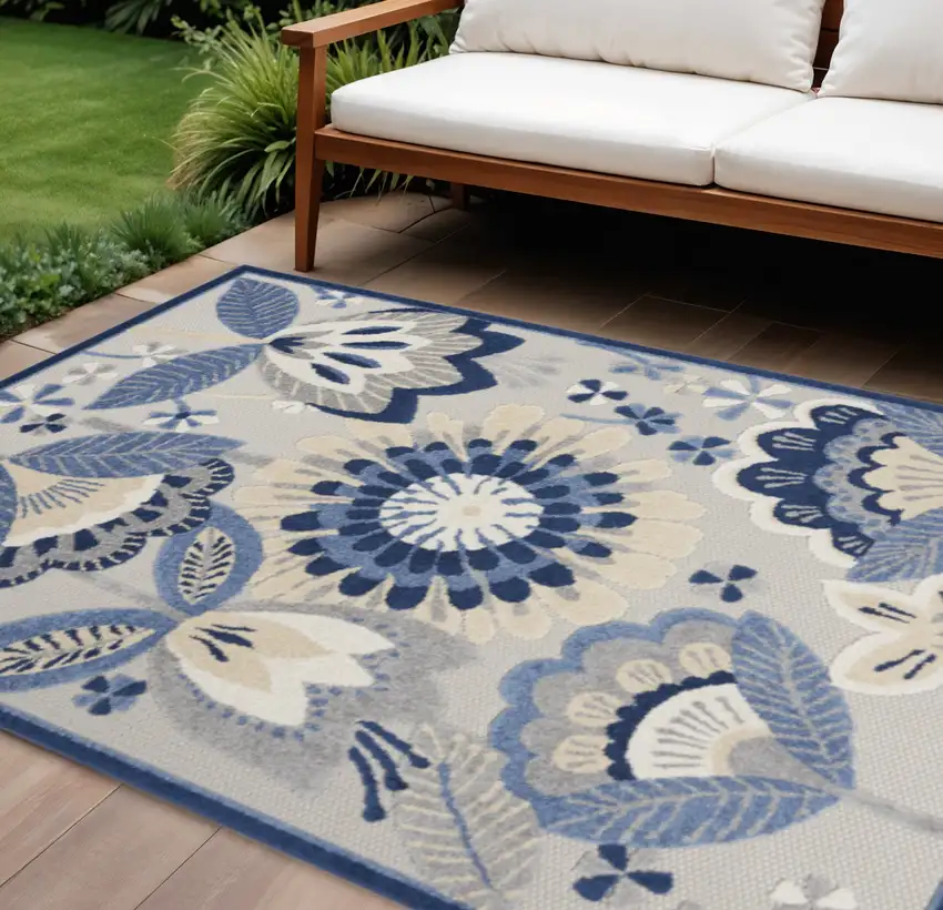 Blue And Gray Indoor Outdoor Area Rug Photo 2