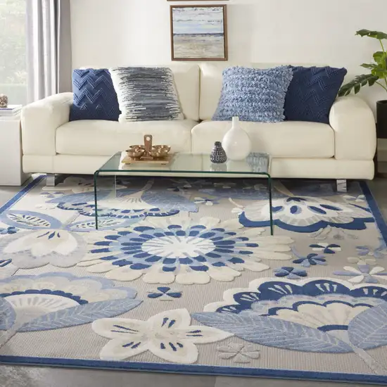 Blue And Gray Indoor Outdoor Area Rug Photo 4