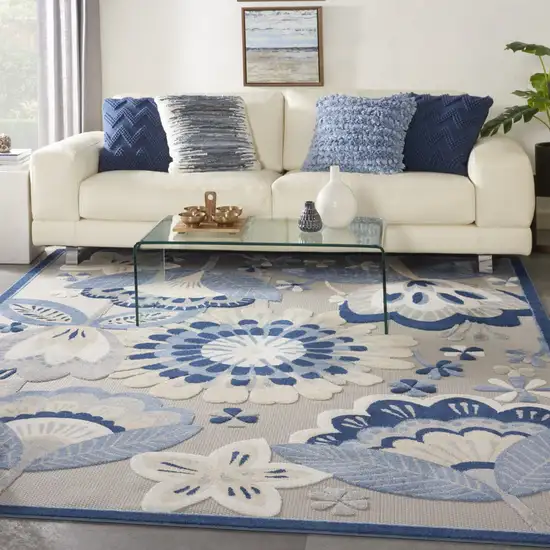 Blue and Gray Indoor Outdoor Area Rug Photo 5