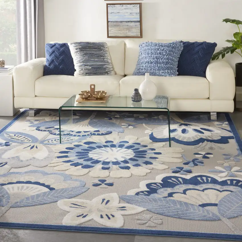 Blue And Gray Indoor Outdoor Area Rug Photo 3