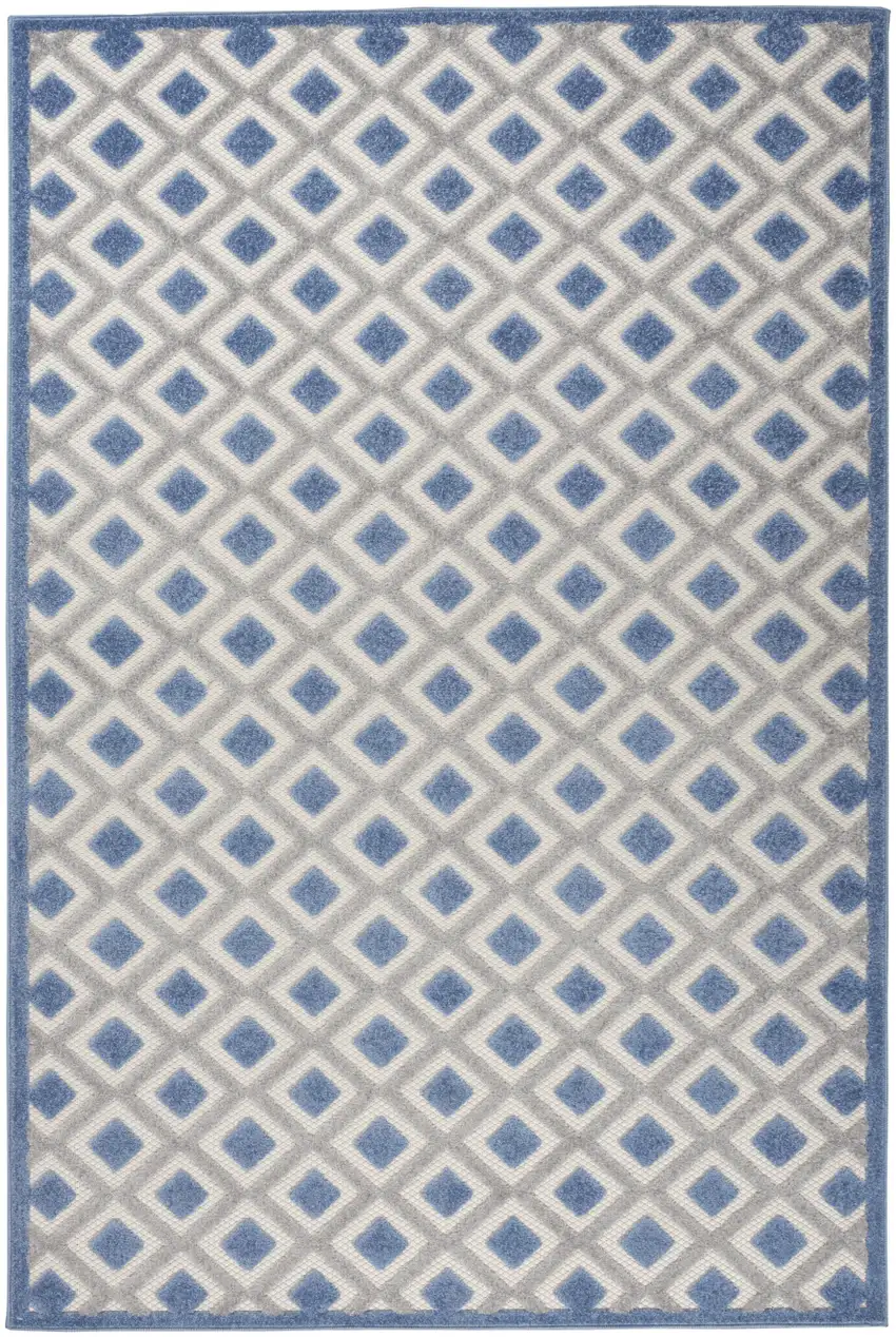 Blue And Gray Geometric Indoor Outdoor Area Rug Photo 5