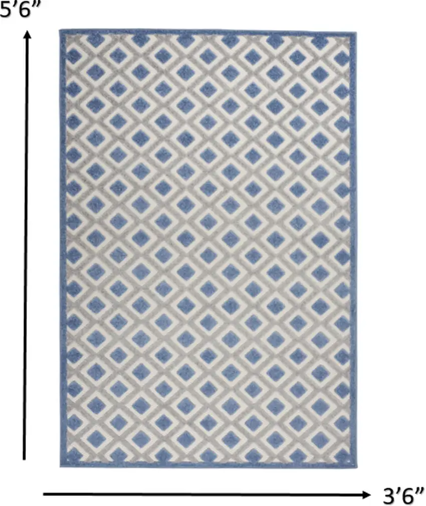 Blue And Gray Geometric Indoor Outdoor Area Rug Photo 6