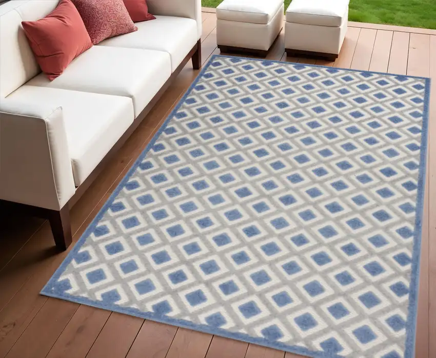 Blue And Gray Indoor Outdoor Area Rug Photo 2