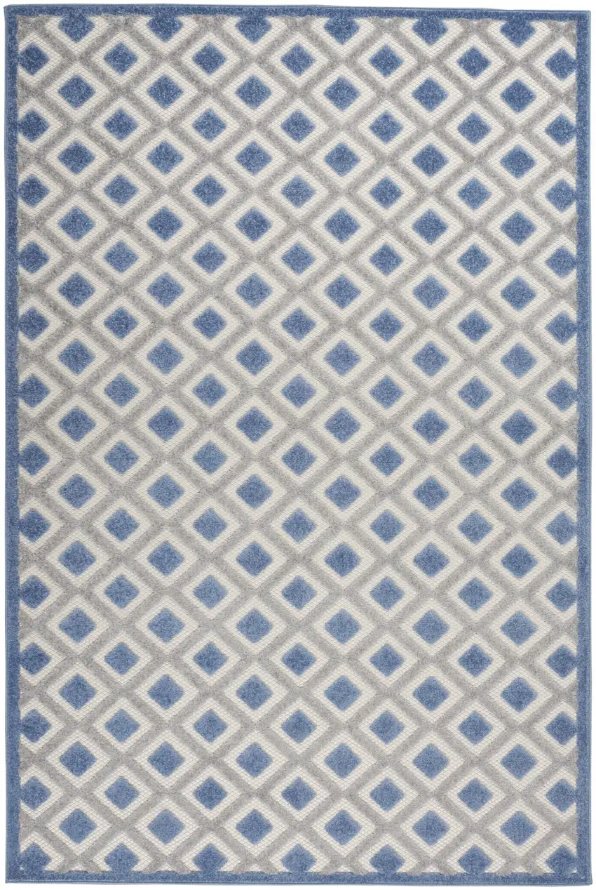 Blue And Gray Geometric Indoor Outdoor Area Rug Photo 1