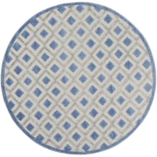 4' Blue And Gray Round Indoor Outdoor Area Rug Photo 3