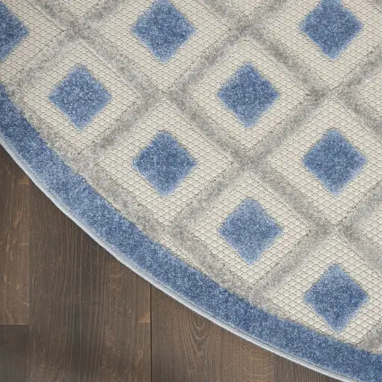 4' Blue And Gray Round Indoor Outdoor Area Rug Photo 6