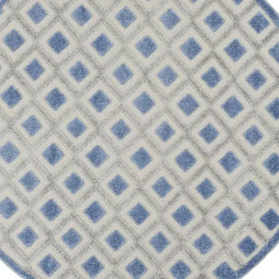 4' Blue And Gray Round Indoor Outdoor Area Rug Photo 4