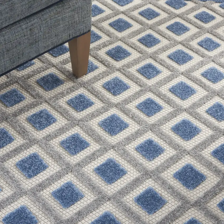Blue And Gray Indoor Outdoor Area Rug Photo 5