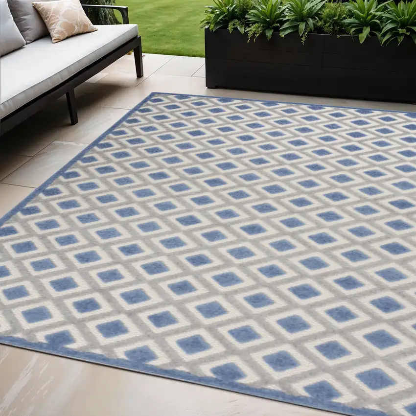 Blue And Gray Indoor Outdoor Area Rug Photo 2