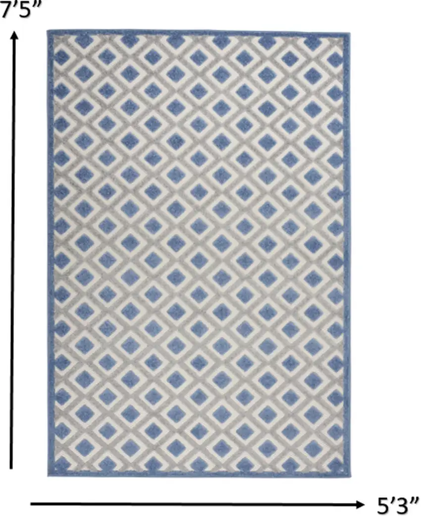 Blue and Gray Indoor Outdoor Area Rug Photo 4