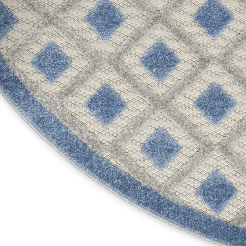 5' Blue And Gray Round Indoor Outdoor Area Rug Photo 9