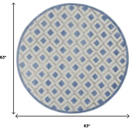 5' Blue And Gray Round Indoor Outdoor Area Rug Photo 9