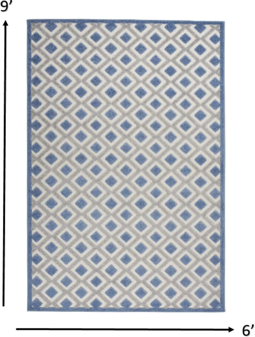 Blue and Gray Indoor Outdoor Area Rug Photo 4