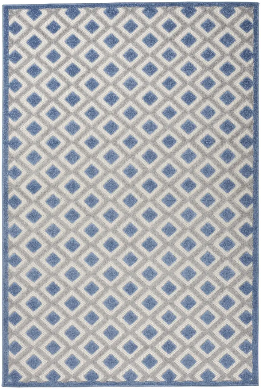 Blue and Gray Indoor Outdoor Area Rug Photo 9
