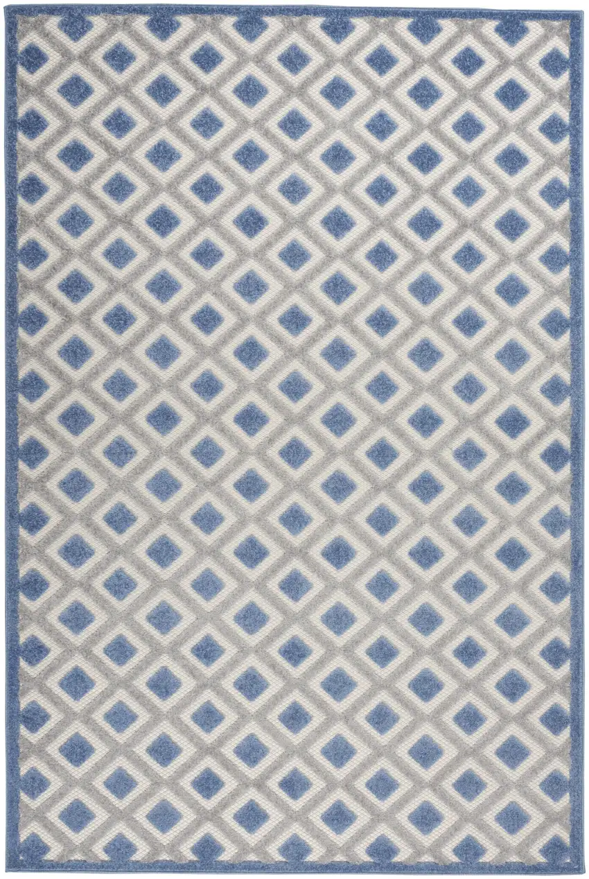 Blue And Gray Geometric Indoor Outdoor Area Rug Photo 2