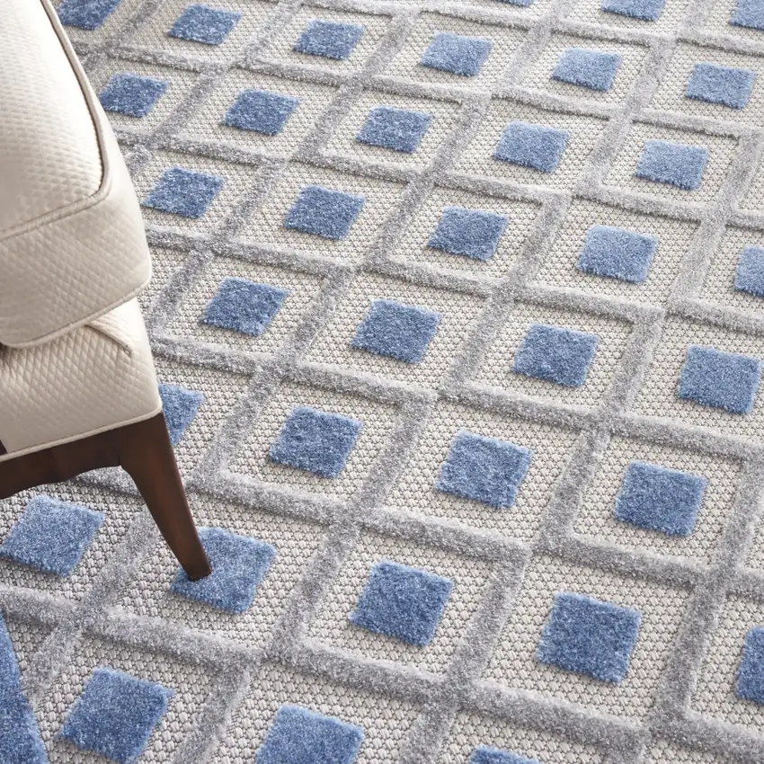 Blue And Gray Indoor Outdoor Area Rug Photo 9