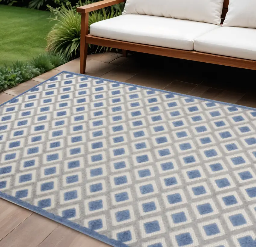 Blue And Gray Indoor Outdoor Area Rug Photo 2