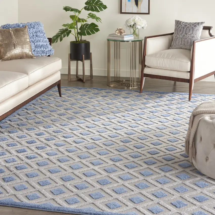 Blue And Gray Indoor Outdoor Area Rug Photo 4