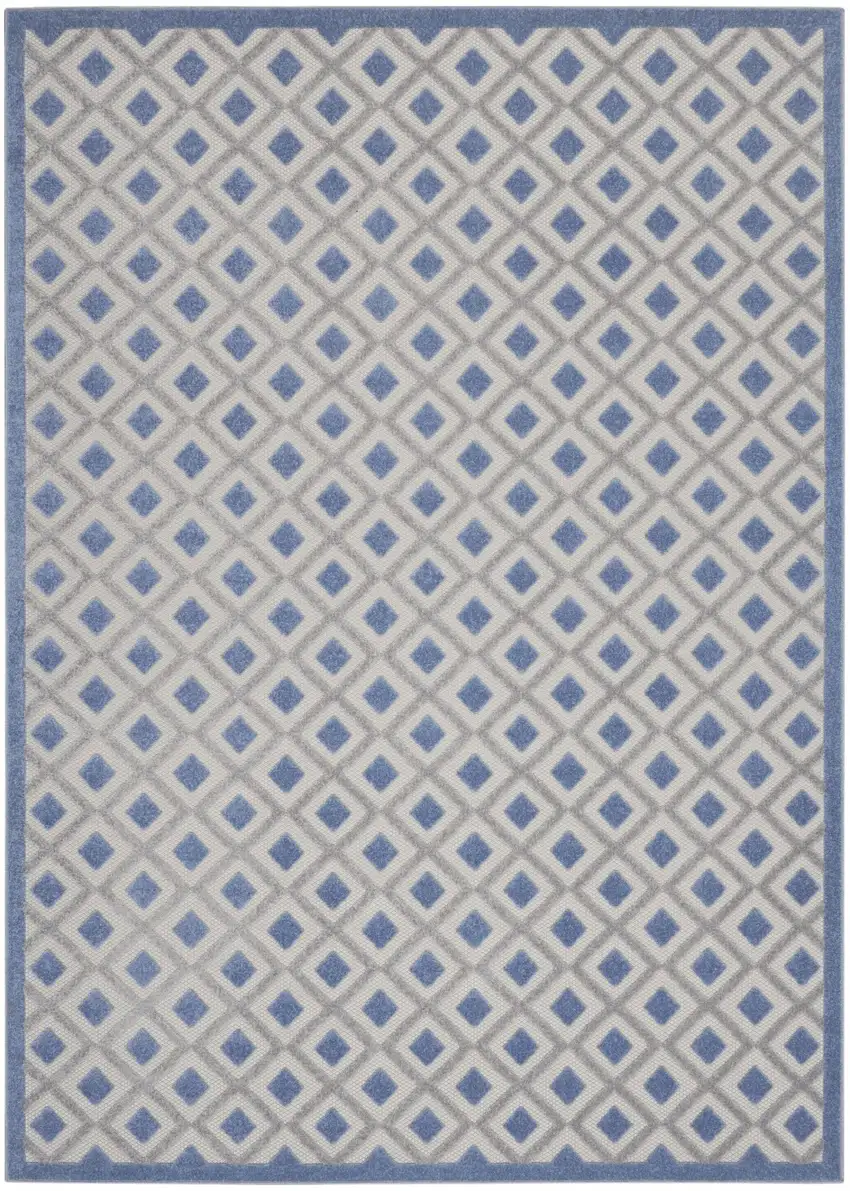 Blue And Gray Geometric Indoor Outdoor Area Rug Photo 6