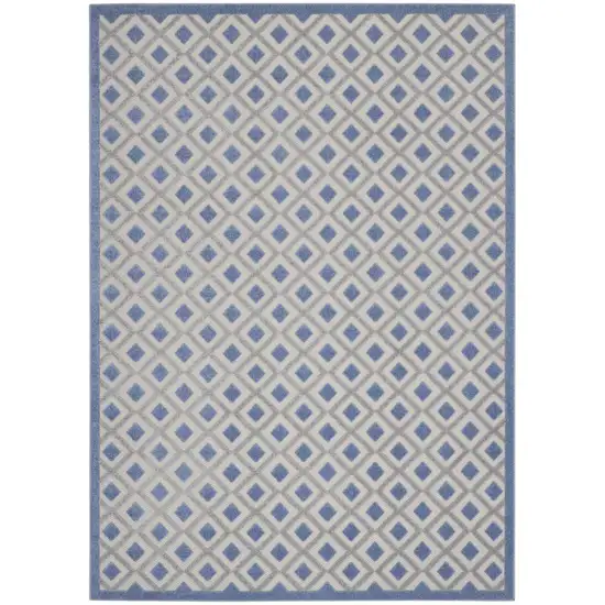 Blue And Gray Geometric Indoor Outdoor Area Rug Photo 6