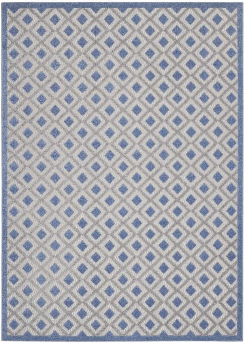 Blue And Gray Geometric Indoor Outdoor Area Rug Photo 2