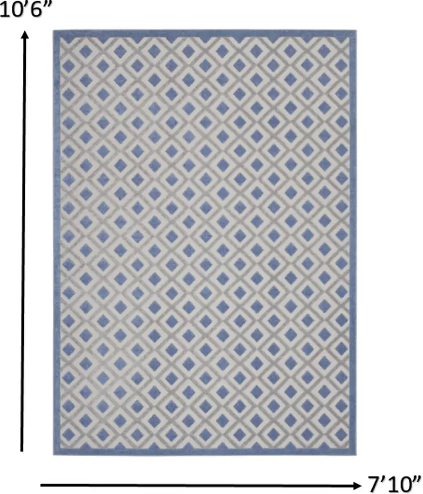 Blue And Gray Geometric Indoor Outdoor Area Rug Photo 9