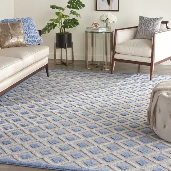 Blue And Gray Geometric Indoor Outdoor Area Rug Photo 7