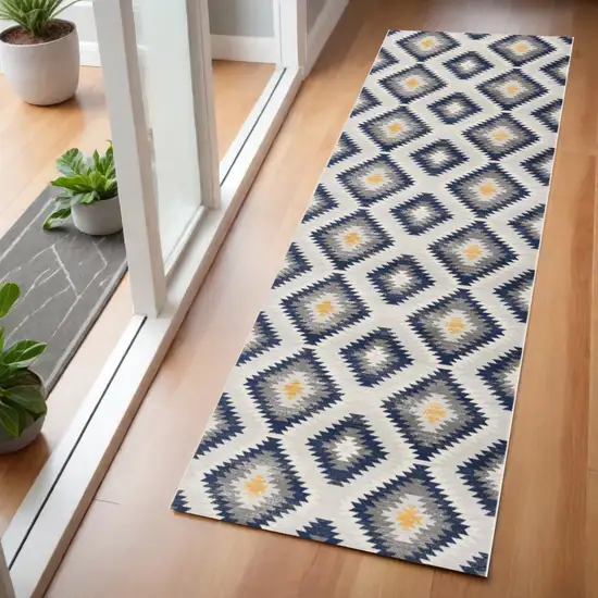 Blue Ikat Kilim Area Rug Photo 1