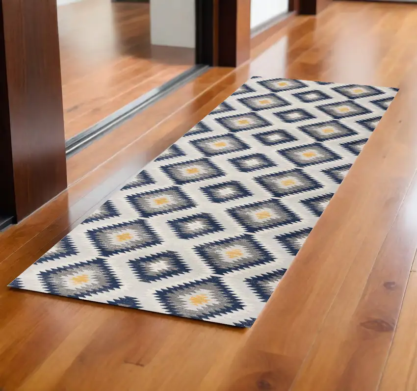 Blue Ikat Kilim Area Rug Photo 1