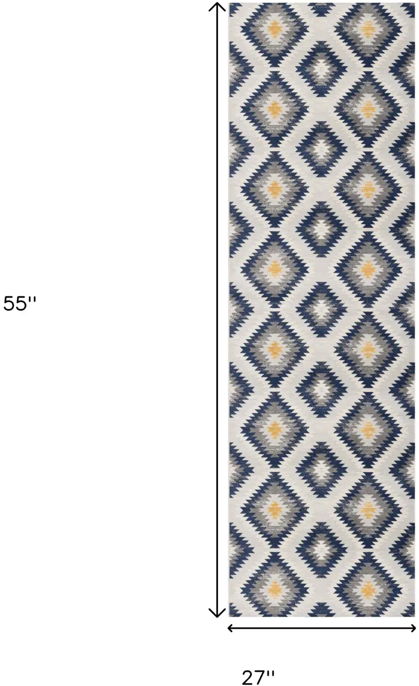 Blue Ikat Kilim Area Rug Photo 3