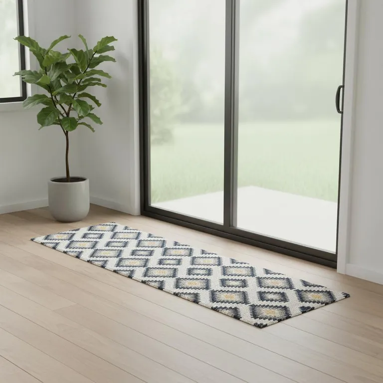 Blue and Gray Kilim Pattern Area Rug Photo 1