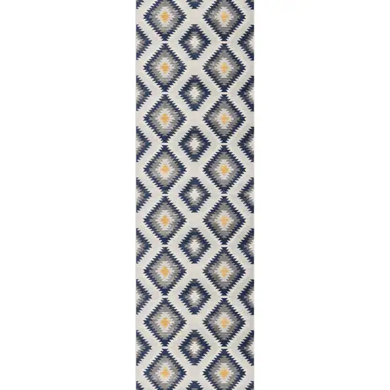 2' X 6' Blue Ikat Kilim Area Rug Photo 2