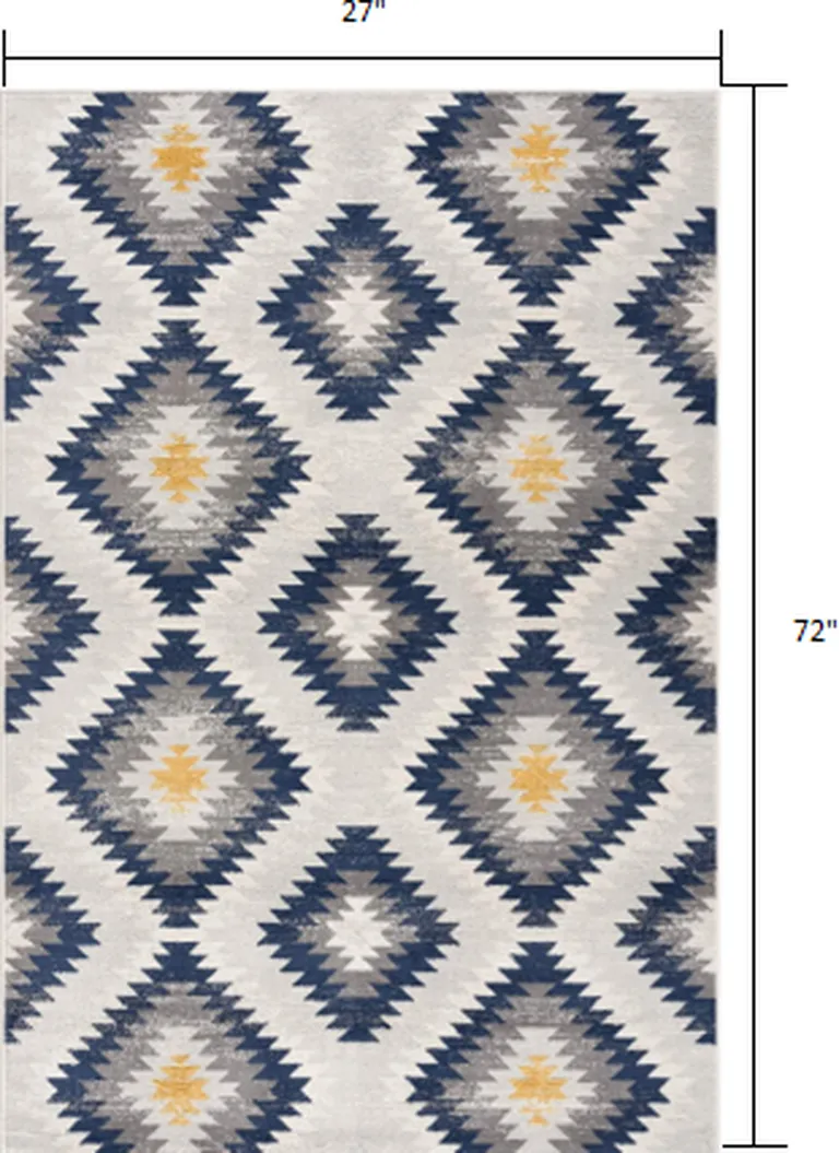 Blue and Gray Kilim Pattern Area Rug Photo 2