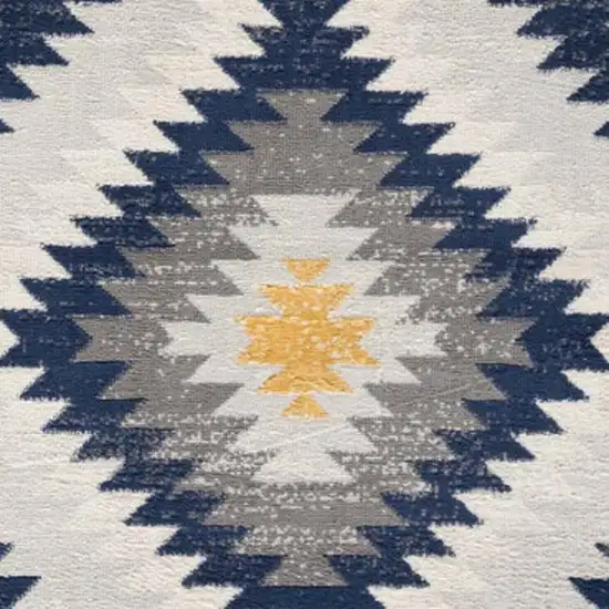 2' X 6' Blue Ikat Kilim Area Rug Photo 5