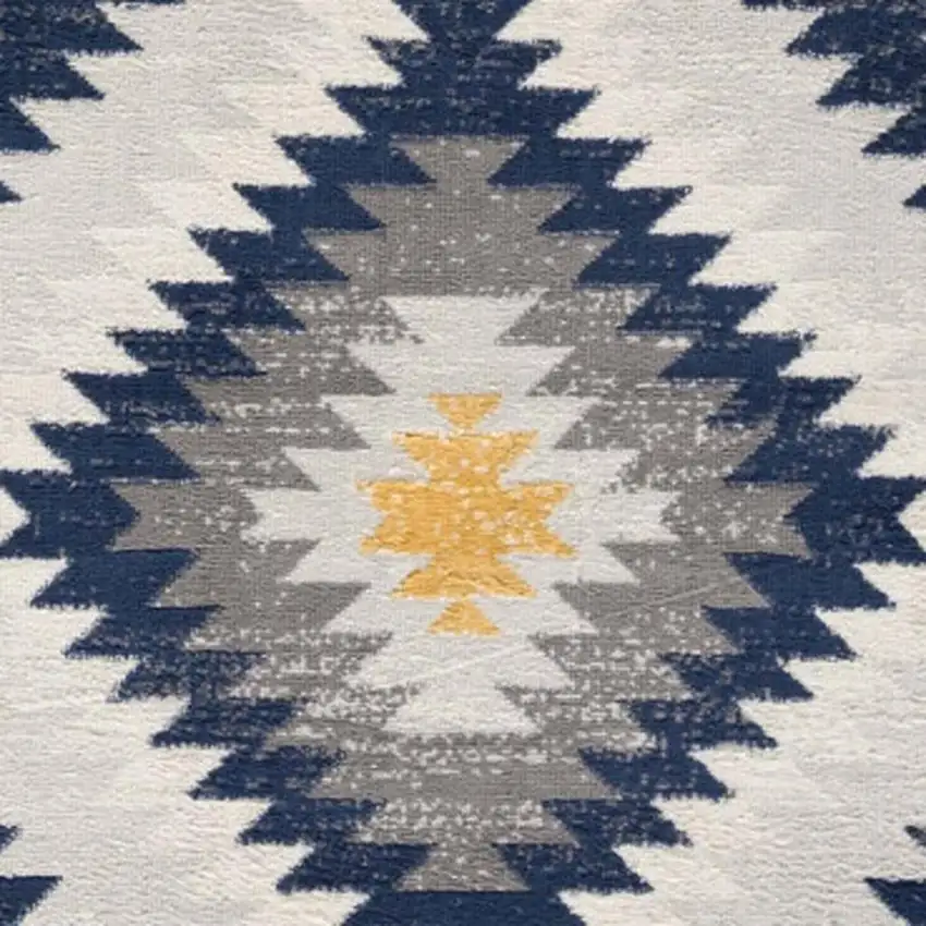 2' X 6' Blue Ikat Kilim Area Rug Photo 5