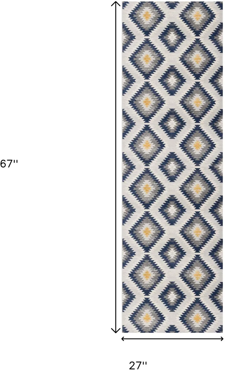Blue and Gray Kilim Pattern Area Rug Photo 3