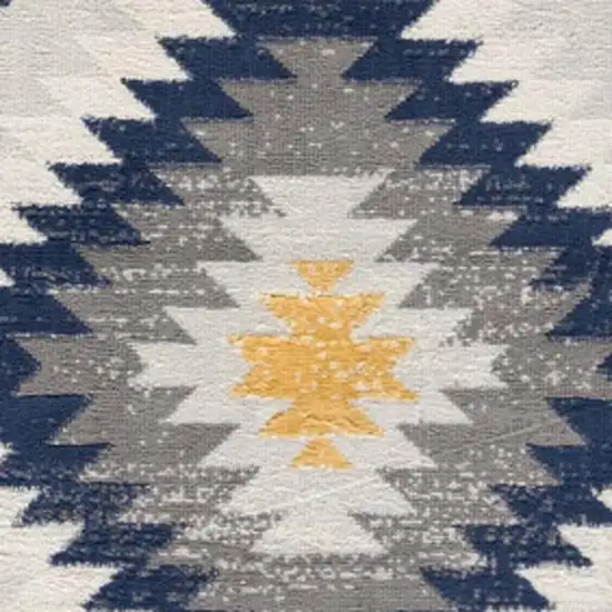 2' X 6' Blue Ikat Kilim Area Rug Photo 4