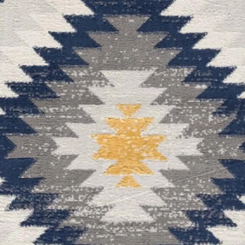 2' X 6' Blue Ikat Kilim Area Rug Photo 4