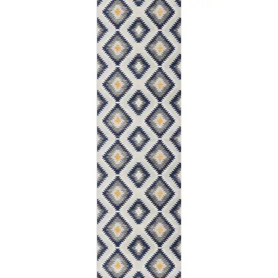 Blue and Gray Kilim Pattern Area Rug Photo 4