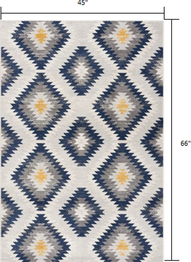 Blue and Gray Kilim Pattern Area Rug Photo 1