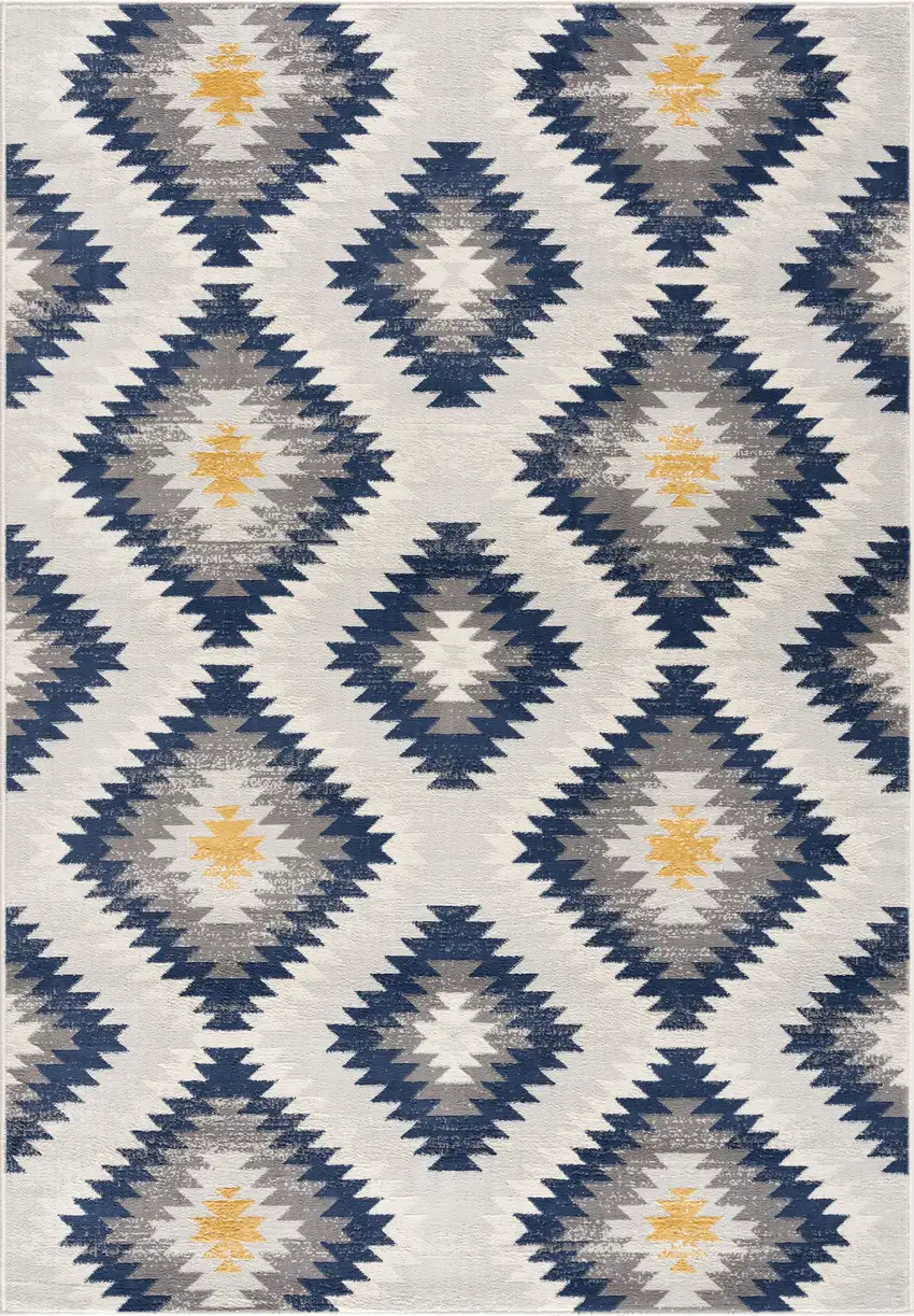 Blue and Gray Kilim Pattern Area Rug Photo 3