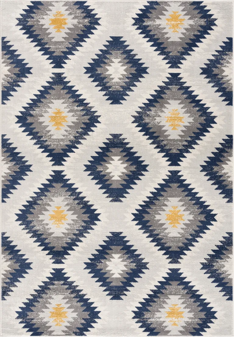 Blue and Gray Kilim Pattern Area Rug Photo 3