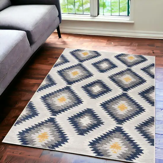 Blue Ikat Kilim Area Rug Photo 1