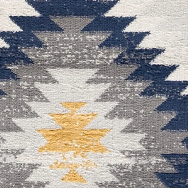 Blue and Gray Kilim Pattern Area Rug Photo 3