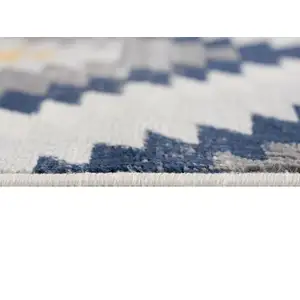 Photo of Blue and Gray Kilim Pattern Area Rug