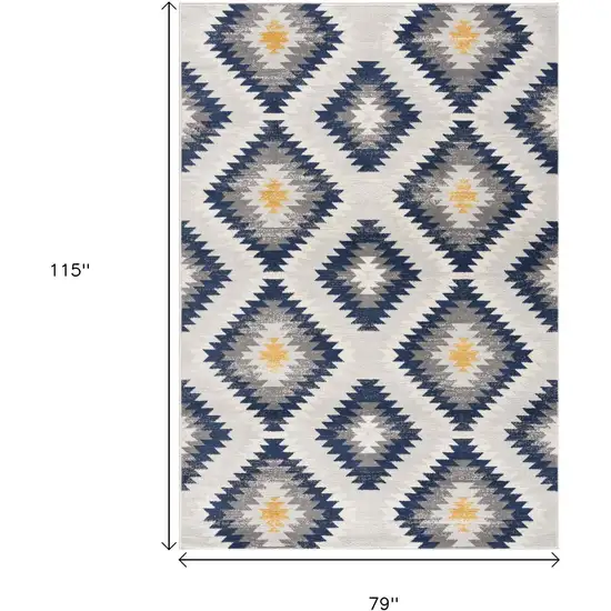 Blue Ikat Kilim Area Rug Photo 7